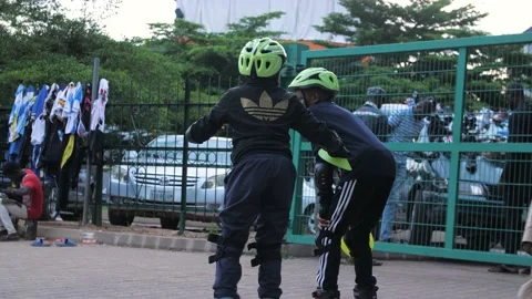 Sporting activities going on in Africa Stockbeeldmateriaal 155700932