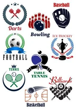 Sporting competition emblems with heraldic design elements Stock Illustration
