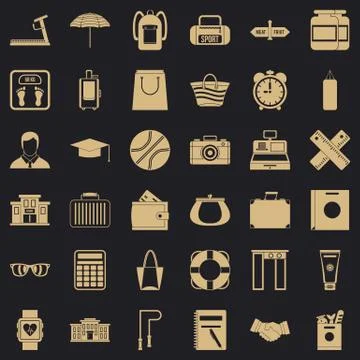 Sporting exercise icons set, simple style Illustrazione stock