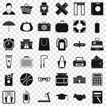 Sporting exercise icons set, simple style Illustrazione stock