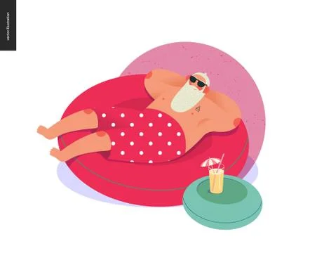 Sporting Santa - winter hot pool relaxing Stock Illustration