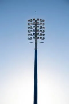 Sporting stadium light tower. Stock Photos