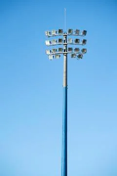 Sporting stadium light tower. Stock Photos