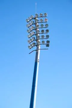 Sporting stadium light tower. Stock Photos