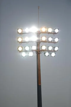Sporting stadium light tower. Stock Photos