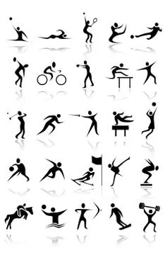 Sporting Vector black silhouettes Stock Illustration