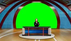 Sports 002 TV Studio Set - Virtual Green Screen Background PSD PSD Template
