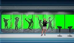Sports 003 TV Studio Set - Virtual Green Screen Background PSD PSD Template