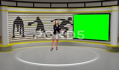 Sports 004 TV Studio Set - Virtual Green Screen Background PSD PSD-sjabloon