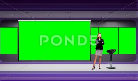 Sports 005 TV Studio Set - Virtual Green Screen Background PSD PSD 템플릿