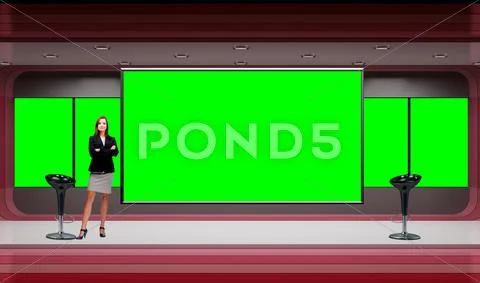 Sports 006 TV Studio Set - Virtual Green Screen Background PSD PSD 템플릿