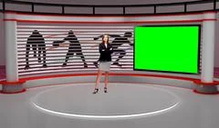 Sports 008 TV Studio Set - Virtual Green Screen Background PSD PSD Template