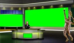 Sports 009 TV Studio Set - Virtual Green Screen Background PSD PSD Template