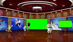 Sports 010 TV Studio Set - Virtual Green Screen Background PSD PSD Template
