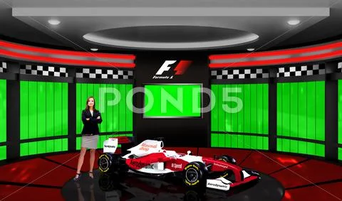 Sports 011 TV Studio Set - Virtual Green Screen Background PSD PSD Template