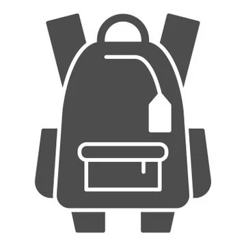 Sports backpack solid icon, tourism concept, Schoolbag sign on white background Illustrazione stock