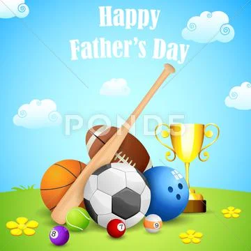 Sports Ball and Trophy Stock Illustration