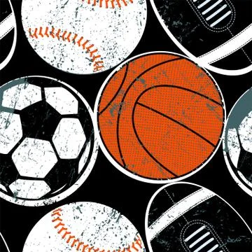 Sports balls seamless pattern Stock Illustration