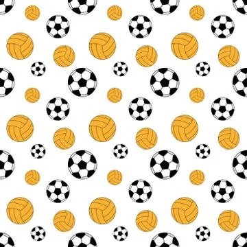 Sports balls vector seamless pattern. Vector background Stock Illustration
