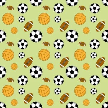Sports balls vector seamless pattern. Vector background Illustrazione stock