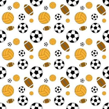 Sports balls vector seamless pattern. Vector background Stock Illustration