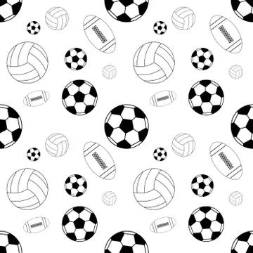 Sports balls vector seamless pattern. Vector background Illustrazione stock