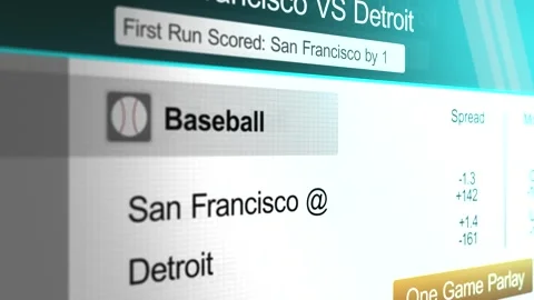 Sports Betting Interface Generic Baseball Game - San Francisco vs Detroit Stock Footage 308012007