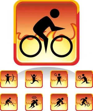 Sports button - fire Stock Illustration