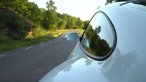 Sports Car Driving On a Curvy Road during Summer, Side View, Audio Included P2 Stock Footage