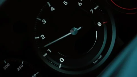 Sports car speedometer.  Sports car tachometer. Dashboard Porsche 911 Carrera 4s Stock Footage