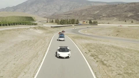 Sports cars and McLaren cars driving on motor racing circuit, Osoyoos race Stock Footage 171397074
