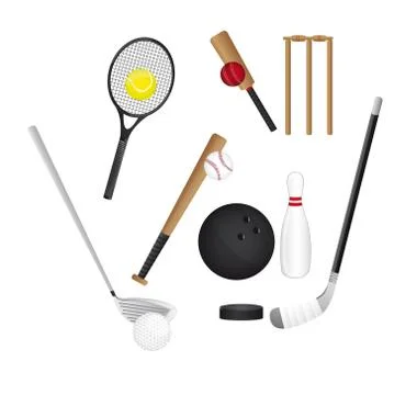 Sports elements isolated over white background. vector Illustrazione stock