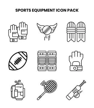 Sports Equipment Line Vector Icons Pack Stock Illustration
