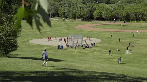 Sports field with Toronto skyline in background. 4K UHD. Stock-Footage 51141753