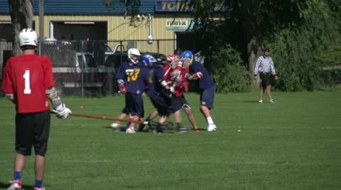 Sports & fitness, lacrosse game getting chippy Stock Footage