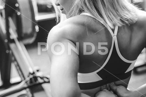 Sports girl in the gym Stock Photos