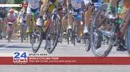 Sports News - A Large Group Of Professional Cyclists Right After Start Stock Footage