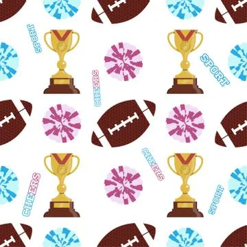 Sports seamless pattern. Background for school team and cheerliaders Stock Illustration