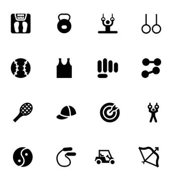 Sports Solid Vector Icons Collection Illustrazione stock