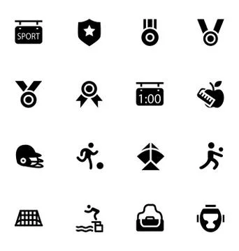 Sports Solid Vector Icons Set Stock Illustration