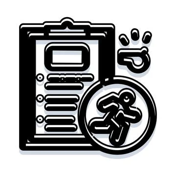 Sports training program checklist with running athlete icon Stockillustratie