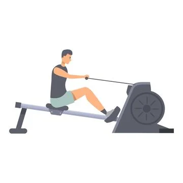 Sportsman doing rowing exercise on rowing machine at gym Stock Illustration