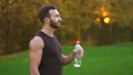The sportsman drinking a water. slow motion 4k or 4k+ Resolution