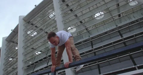 Sportsman training at the  stadium Stock-Footage 163432392