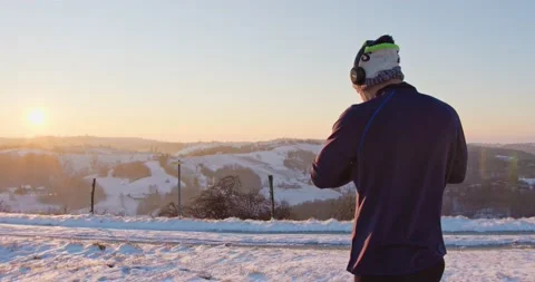 Sportsman Using Smart Watch Timer Before Start - slow motion Stock Footage 146540082