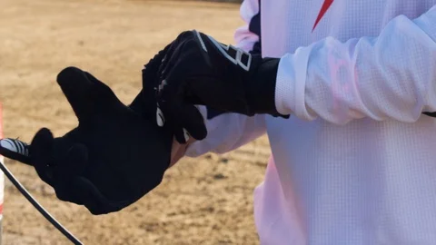 Sportsman wearing gloves Stock Footage