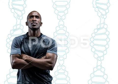 Sporty with 3 blue dna chains Stock Photos