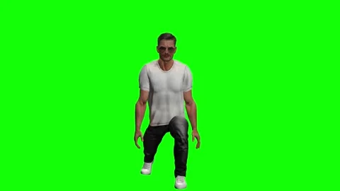 Sporty man standing ready for exercise on green screen chromakey Stock Footage 328638971