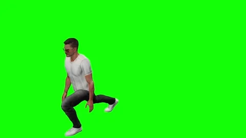 Sporty man stepping forward during light exercise on green screen Stock Footage 328639345