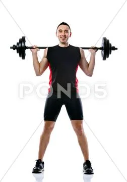 Sporty man with a weight Stock Photos
